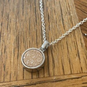 Druzy necklace on silver plated chain